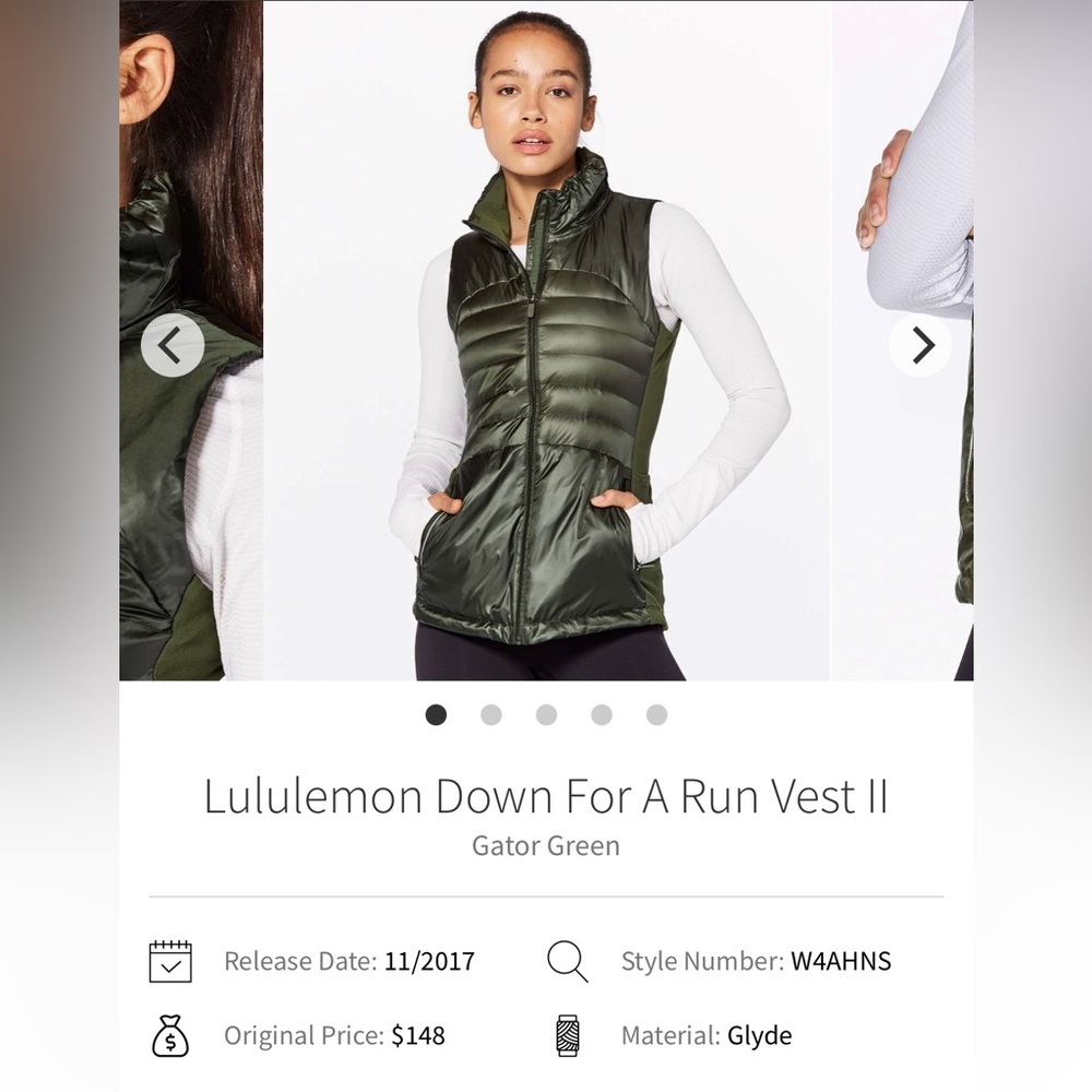 lululemon athletica Women's Down for a Run vest in Gator Green